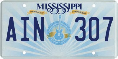 MS license plate AIN307