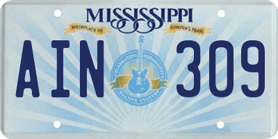 MS license plate AIN309