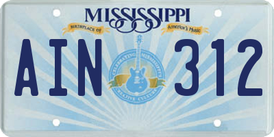 MS license plate AIN312