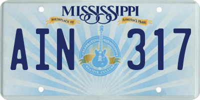 MS license plate AIN317