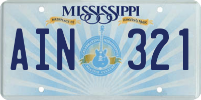 MS license plate AIN321
