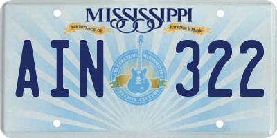 MS license plate AIN322