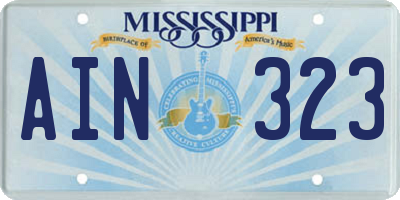 MS license plate AIN323