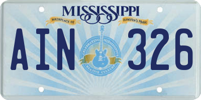 MS license plate AIN326