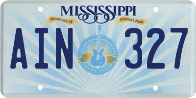 MS license plate AIN327