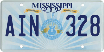 MS license plate AIN328