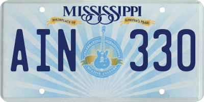 MS license plate AIN330