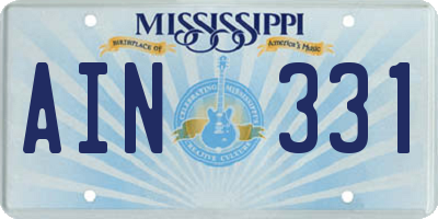 MS license plate AIN331