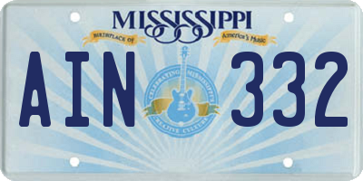 MS license plate AIN332