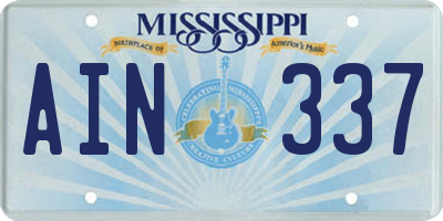 MS license plate AIN337