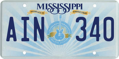 MS license plate AIN340