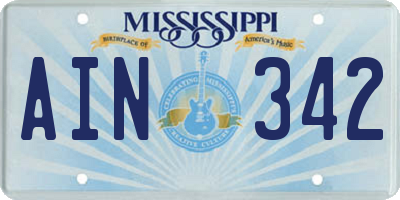 MS license plate AIN342