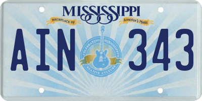 MS license plate AIN343