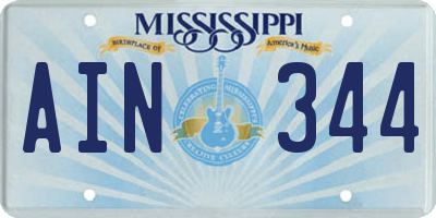 MS license plate AIN344