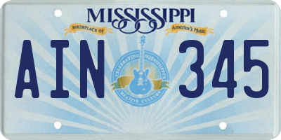 MS license plate AIN345