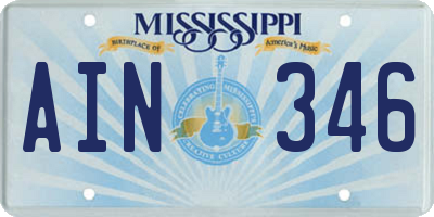 MS license plate AIN346