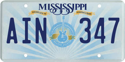 MS license plate AIN347