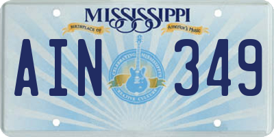 MS license plate AIN349