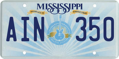 MS license plate AIN350