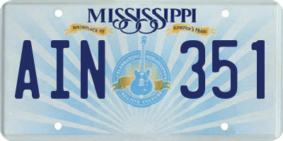 MS license plate AIN351