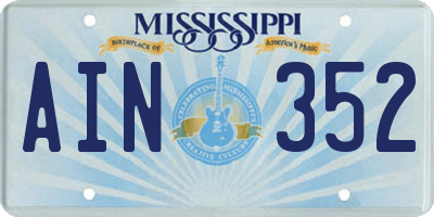 MS license plate AIN352
