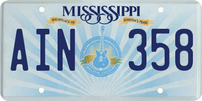 MS license plate AIN358
