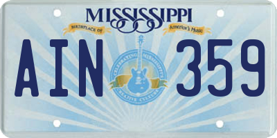 MS license plate AIN359