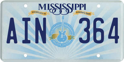 MS license plate AIN364
