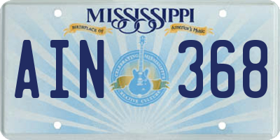 MS license plate AIN368