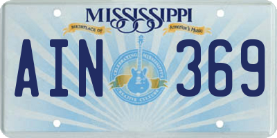 MS license plate AIN369