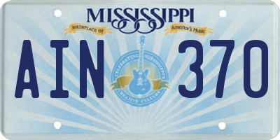 MS license plate AIN370