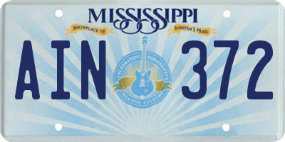 MS license plate AIN372