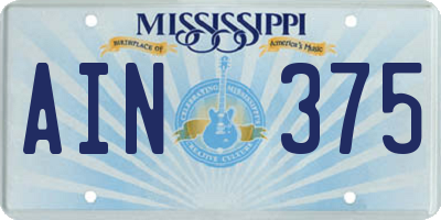 MS license plate AIN375