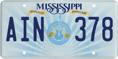 MS license plate AIN378