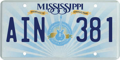 MS license plate AIN381