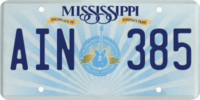 MS license plate AIN385