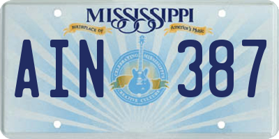 MS license plate AIN387