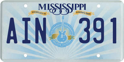 MS license plate AIN391