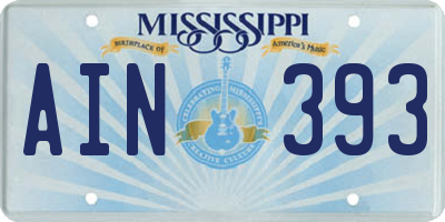 MS license plate AIN393