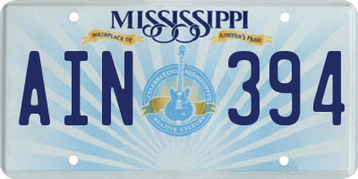 MS license plate AIN394