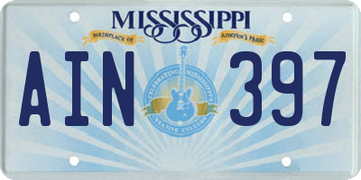 MS license plate AIN397