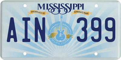 MS license plate AIN399