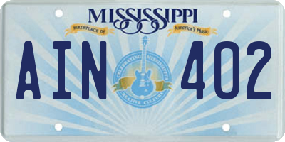 MS license plate AIN402