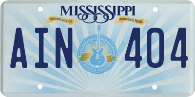 MS license plate AIN404