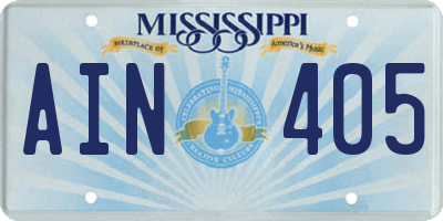 MS license plate AIN405