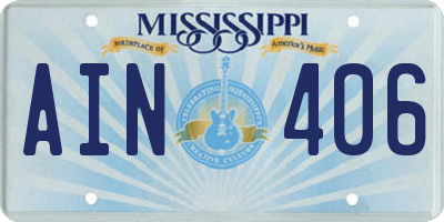 MS license plate AIN406