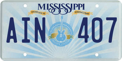 MS license plate AIN407