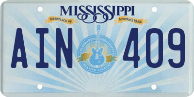 MS license plate AIN409