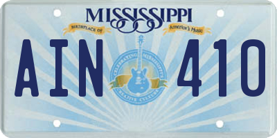 MS license plate AIN410