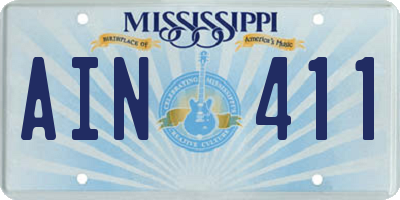 MS license plate AIN411